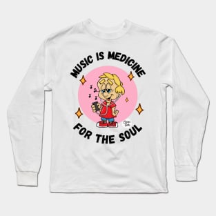 Music is Medicine for the soul black text Fritts Cartoons Long Sleeve T-Shirt